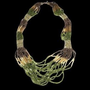 2/$30 🅢🅐🅛🅔 🌻 NWOT!! ✮ Green, Silver, & Gold Beaded Indie Multi-strand Necklace